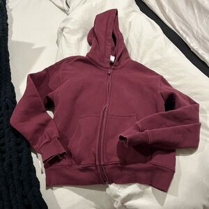 Aritzia Burgundy Zip-Up Hoodie SOLD- DEPOP